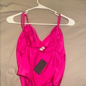 Magenta pink silky Bodysuit